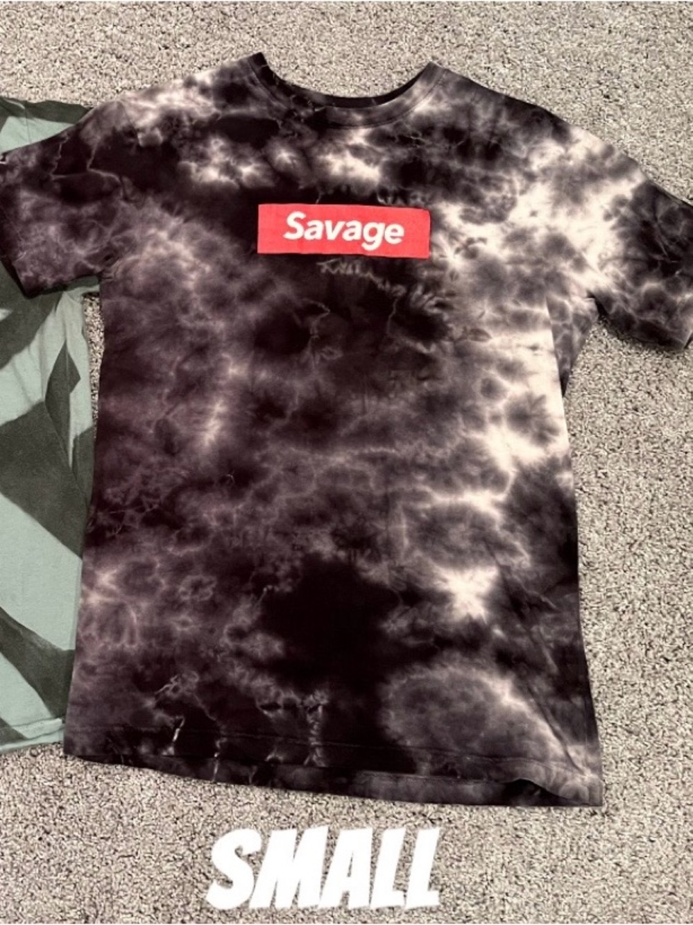 Salvage Kids Black & White Tie-Dye Tee with Red Logo
